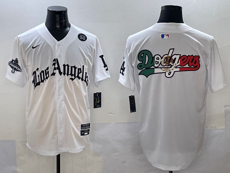 Men Los Angeles Dodgers Blank White Five generations Joint Name 2025 Nike MLB Jersey style 46->los angeles dodgers->MLB Jersey